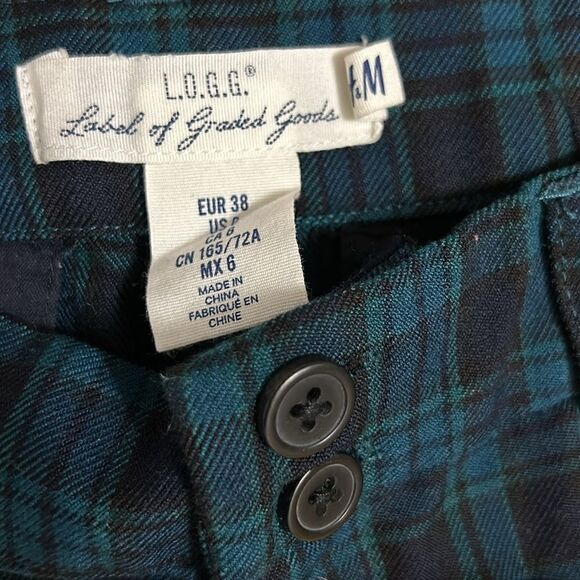 H&M Green & Black  Ankle Length  Plaid Dress Pants(Size 6) - Picture 6 of 7